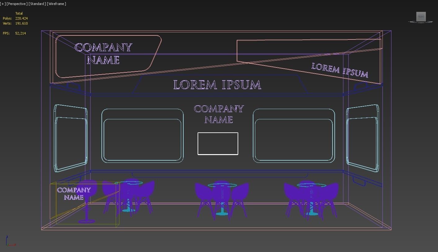 Booth Exhibition Stand Stall 8x4m Height 450 cm 1 Side Open 3D model_4