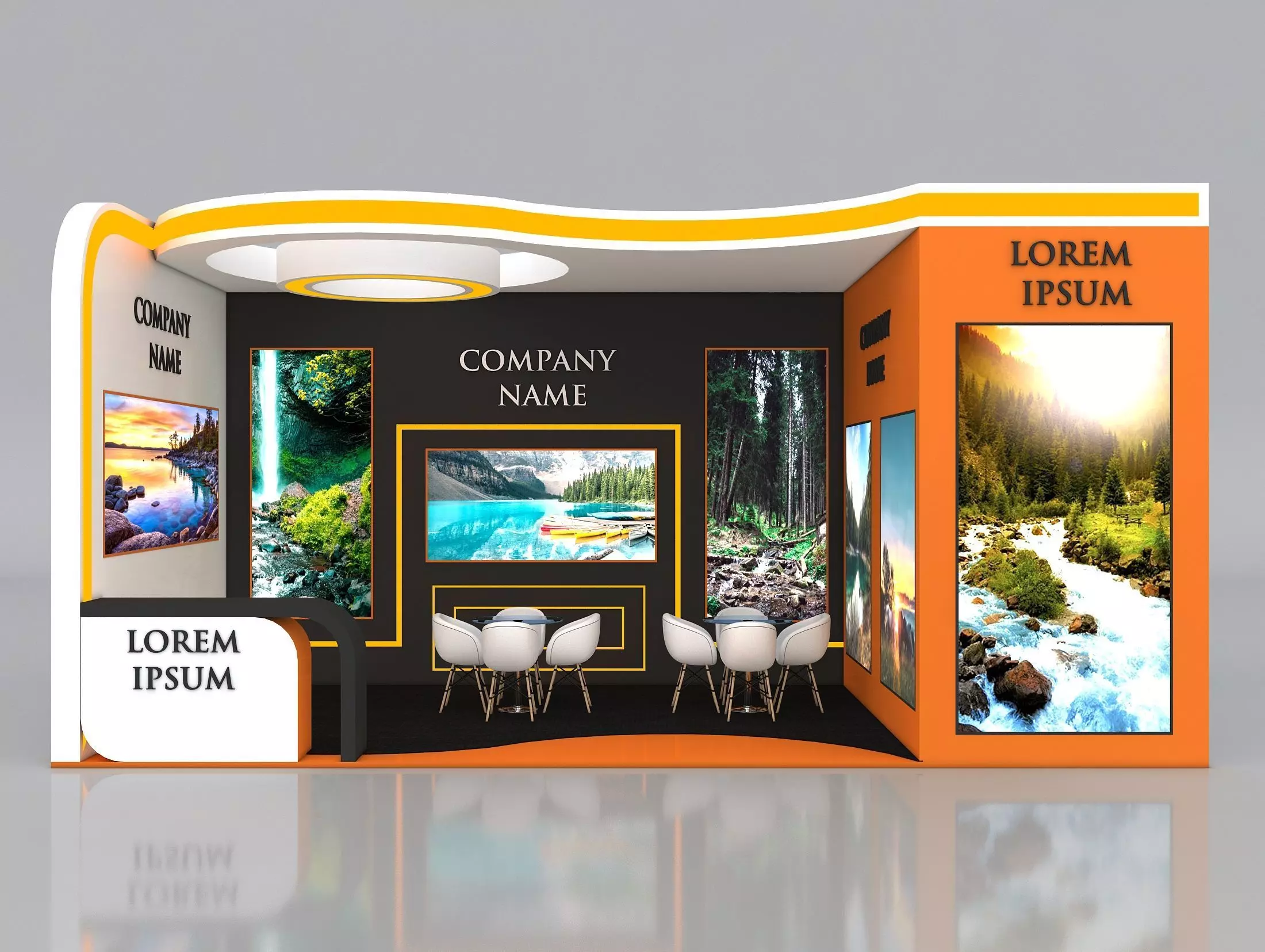 Booth Exhibition Stand Stall 8x4m Height 400 cm 1 Side Open 3D model