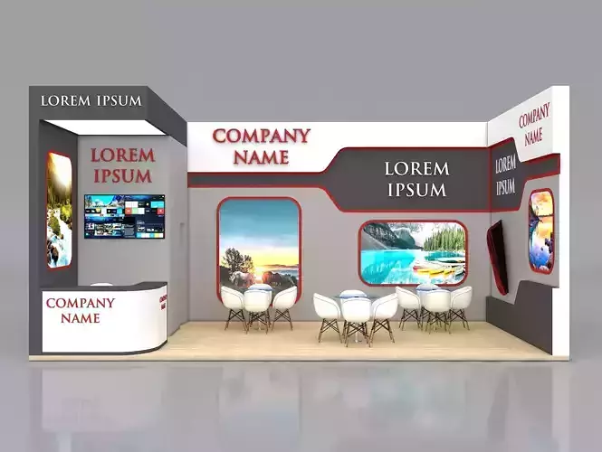 Booth Exhibition Stand Stall 8x4m Height 400 cm 1 Side Open