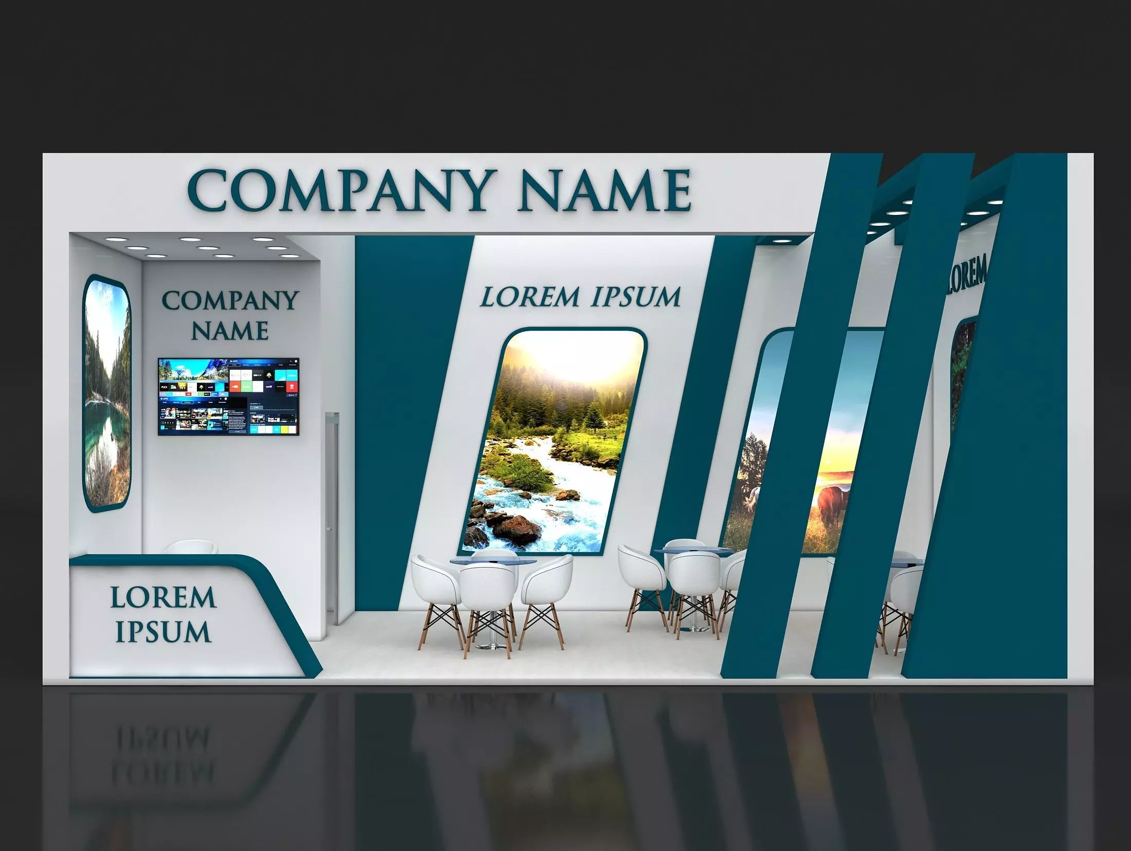 Booth Exhibition Stand Stall 8x4m Height 400 cm 1 Side Open 3D model