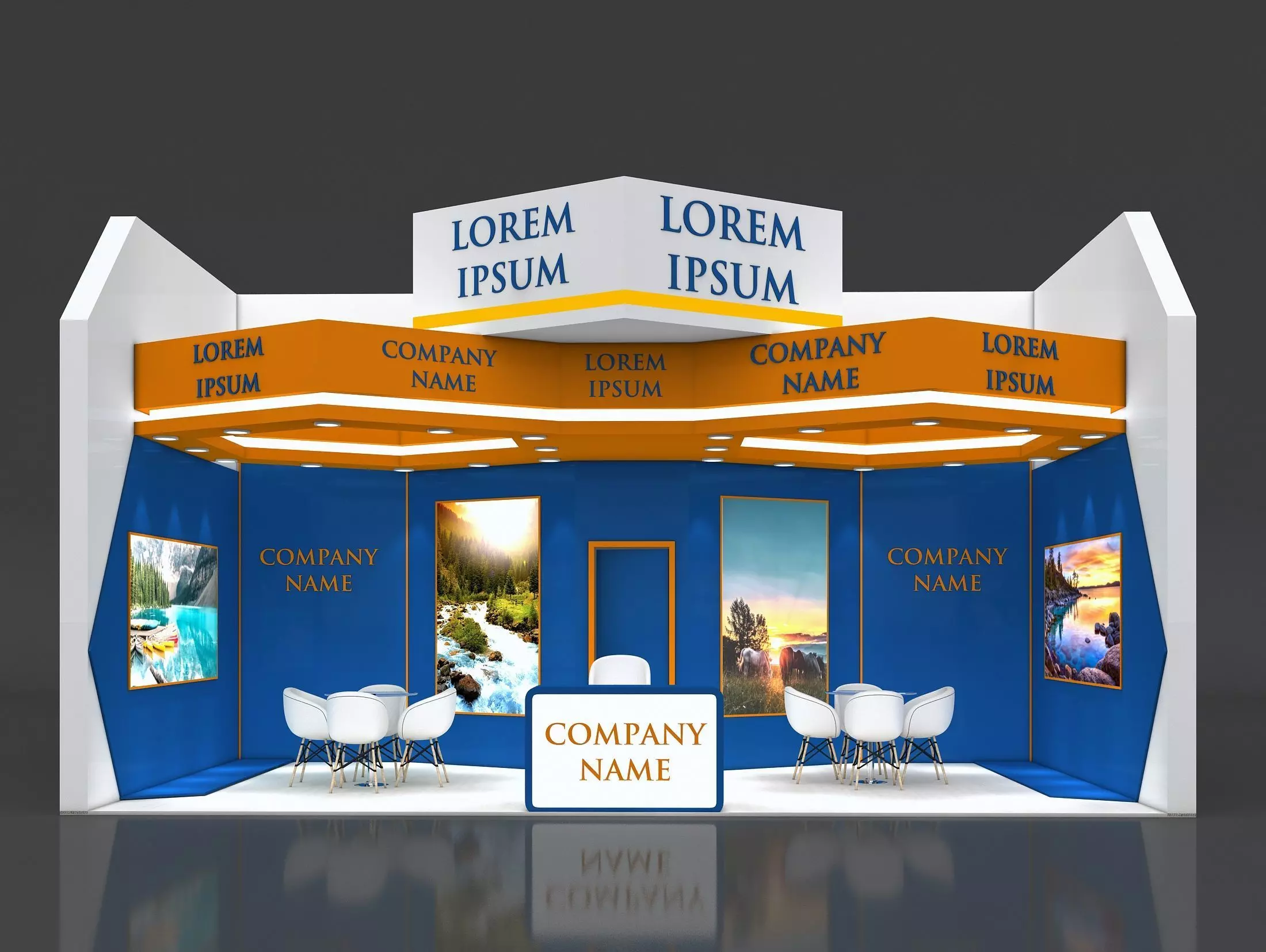 Booth Exhibition Stand Stall 8x4m Height 450 cm 1 Side Open 3D model