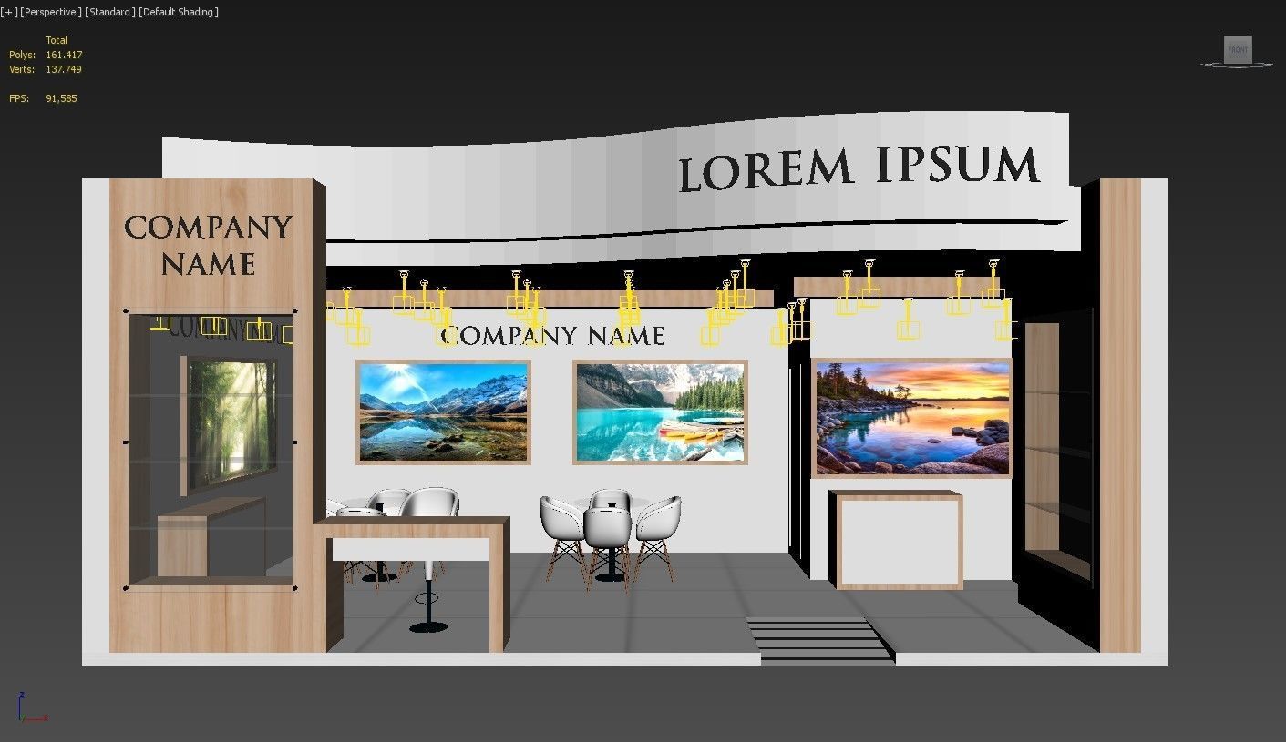 Booth Exhibition Stand Stall 8x4m Height 400 cm 1 Side Open 3D model_5