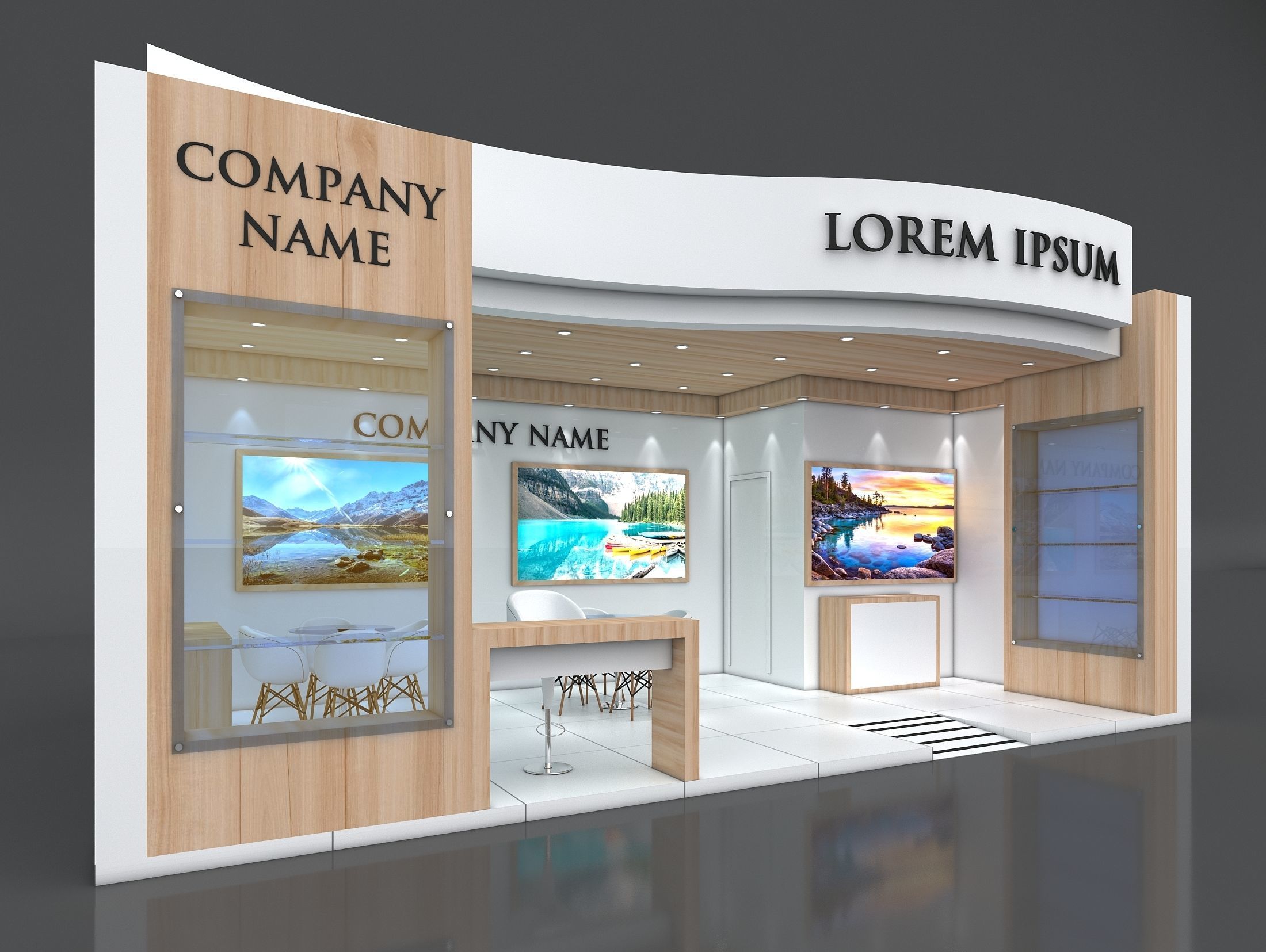 Booth Exhibition Stand Stall 8x4m Height 400 cm 1 Side Open 3D model_2