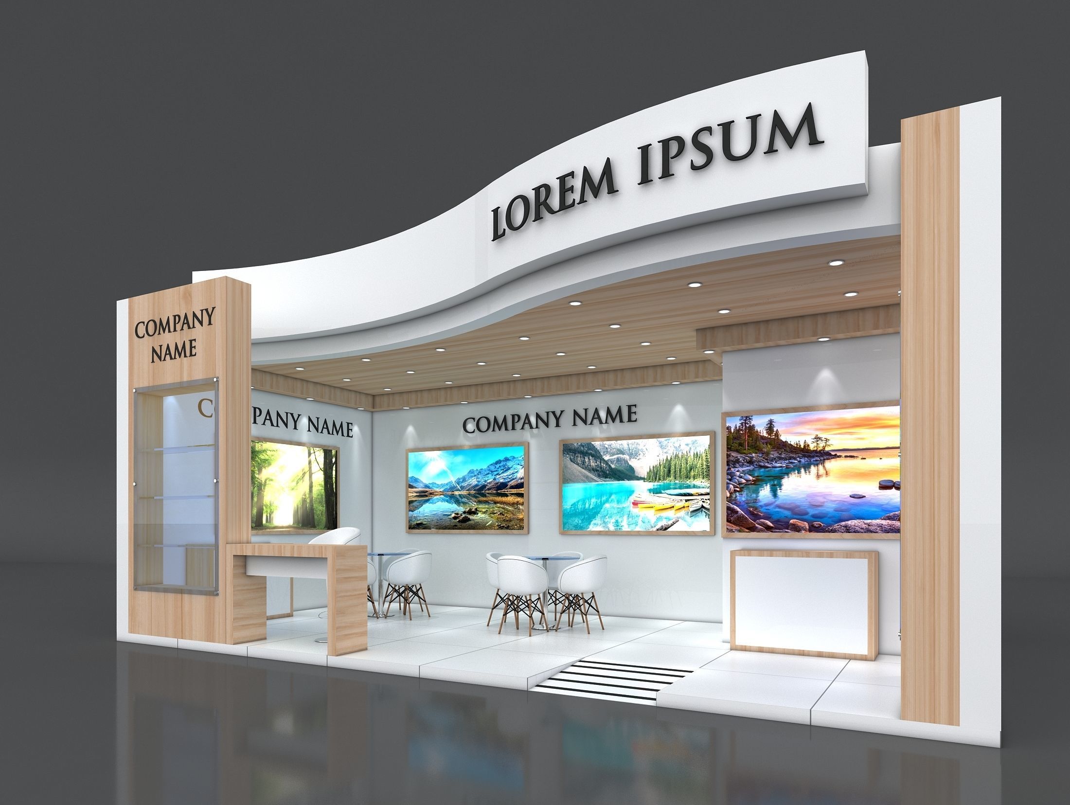 Booth Exhibition Stand Stall 8x4m Height 400 cm 1 Side Open 3D model_1