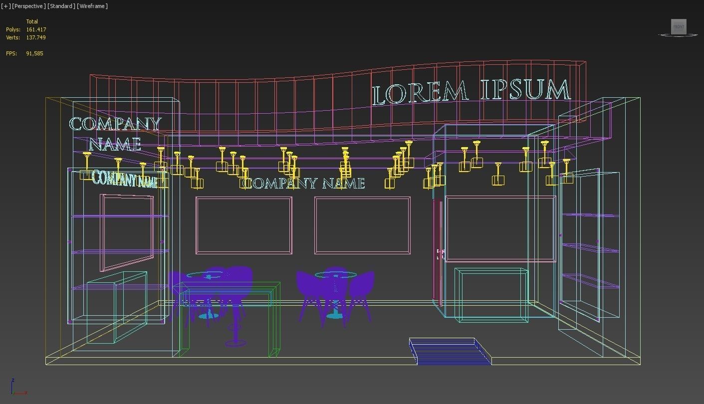 Booth Exhibition Stand Stall 8x4m Height 400 cm 1 Side Open 3D model_6