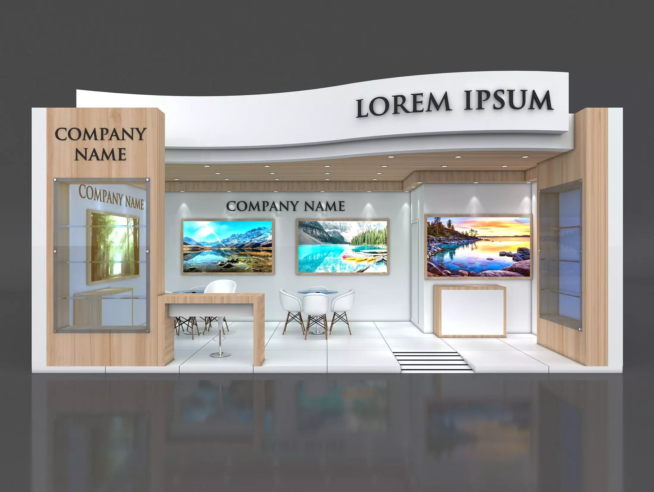 Booth Exhibition Stand Stall 8x4m Height 400 cm 1 Side Open 3D model_0