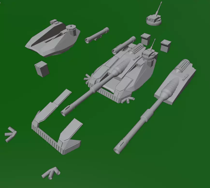 Modular Tank Turret Sci-fi Royal Marines or RE Challenger Tank 3D print model_0