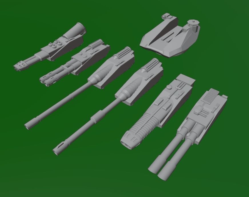 Modular Tank Turret Sci-fi Royal Marines or RE Challenger Tank 3D print model_4