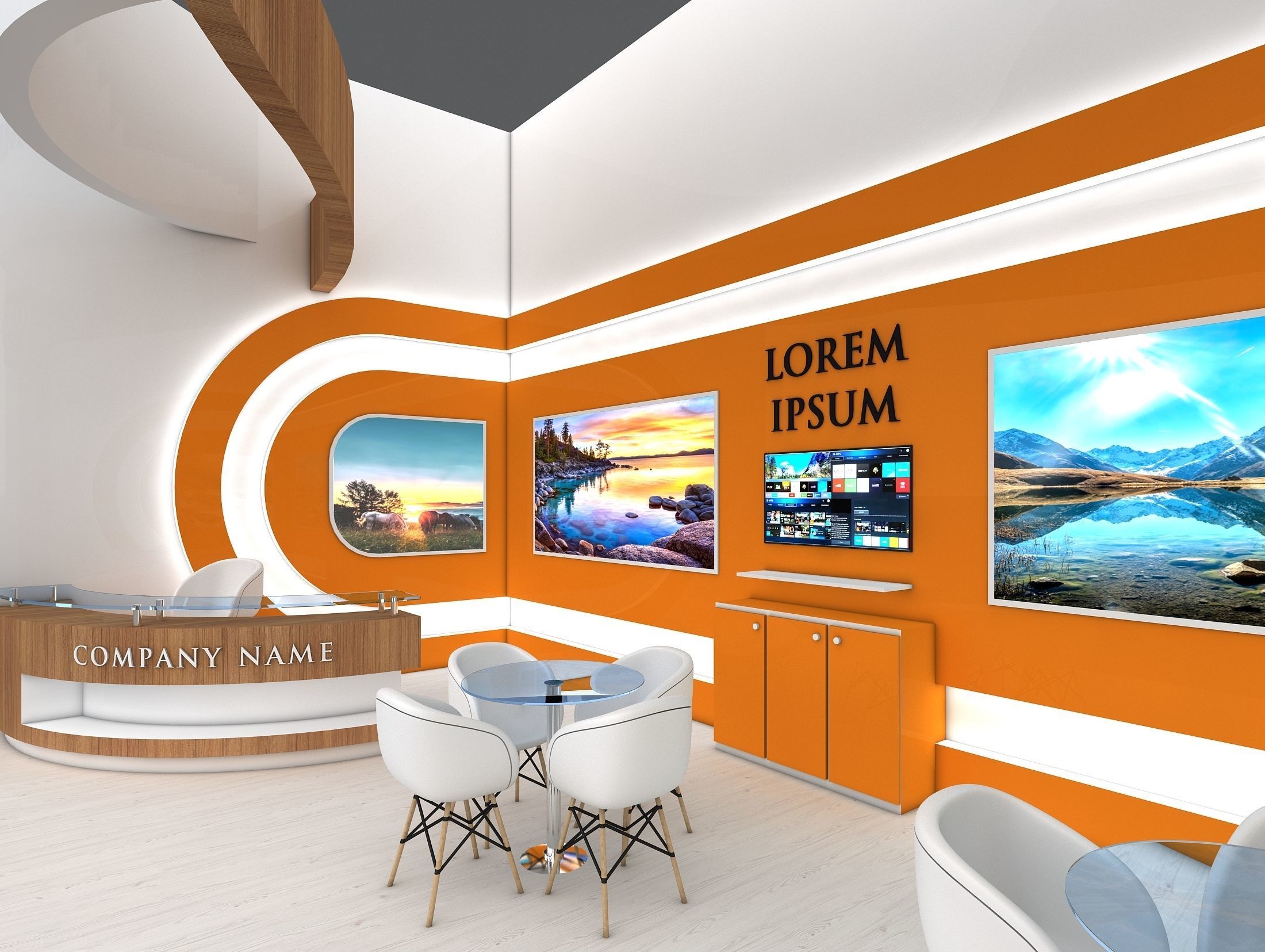 Booth Exhibition Stand Stall 8x4m Height 500 cm 1 Side Open 3D model_4