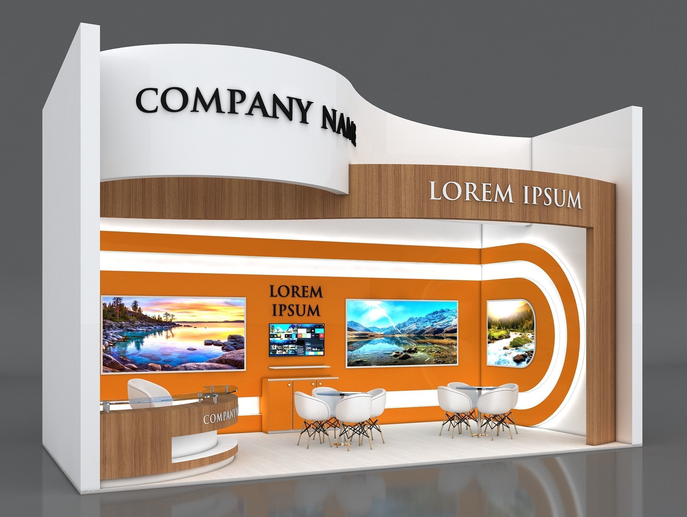 Booth Exhibition Stand Stall 8x4m Height 500 cm 1 Side Open 3D model_2
