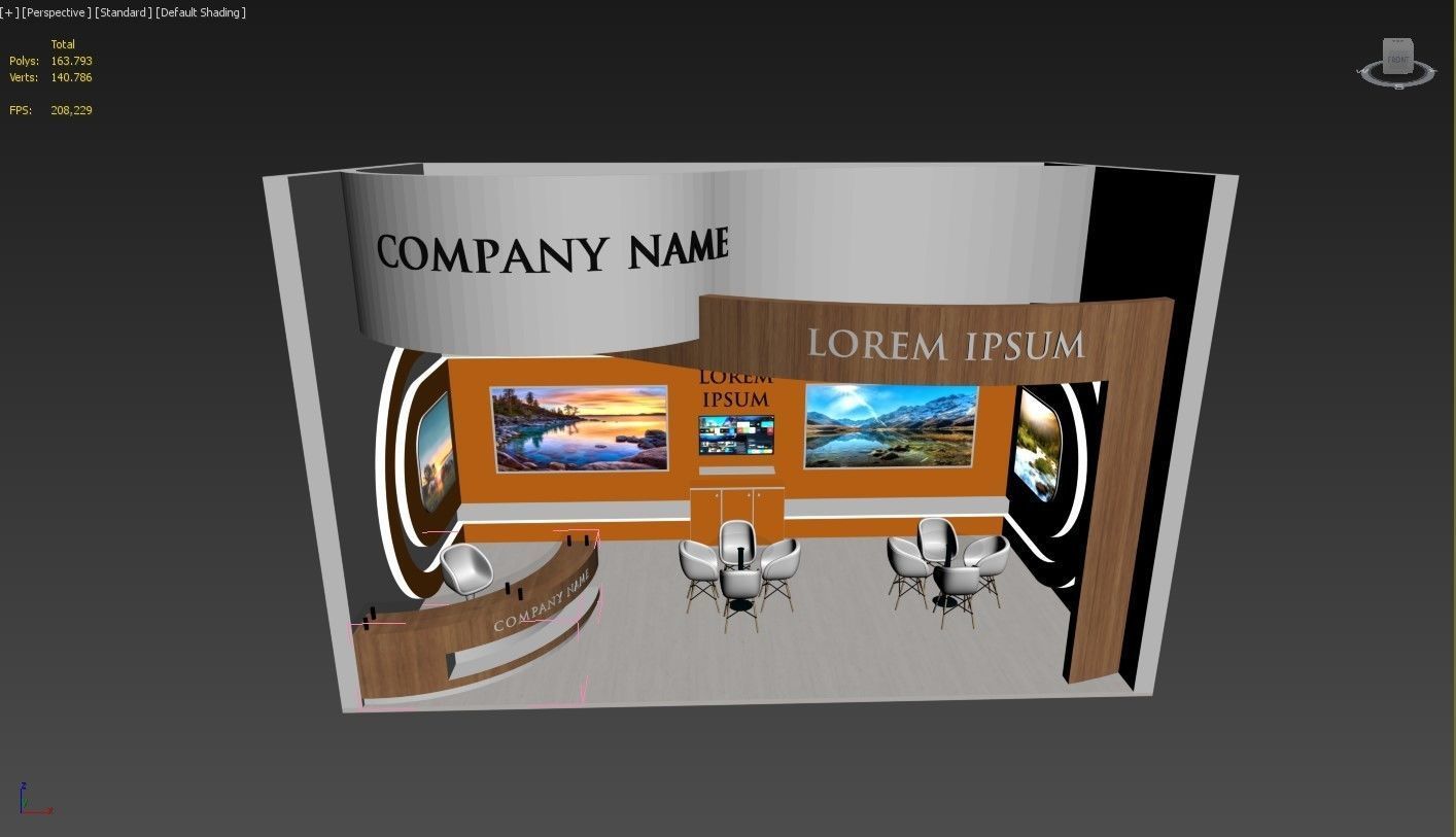 Booth Exhibition Stand Stall 8x4m Height 500 cm 1 Side Open 3D model_5