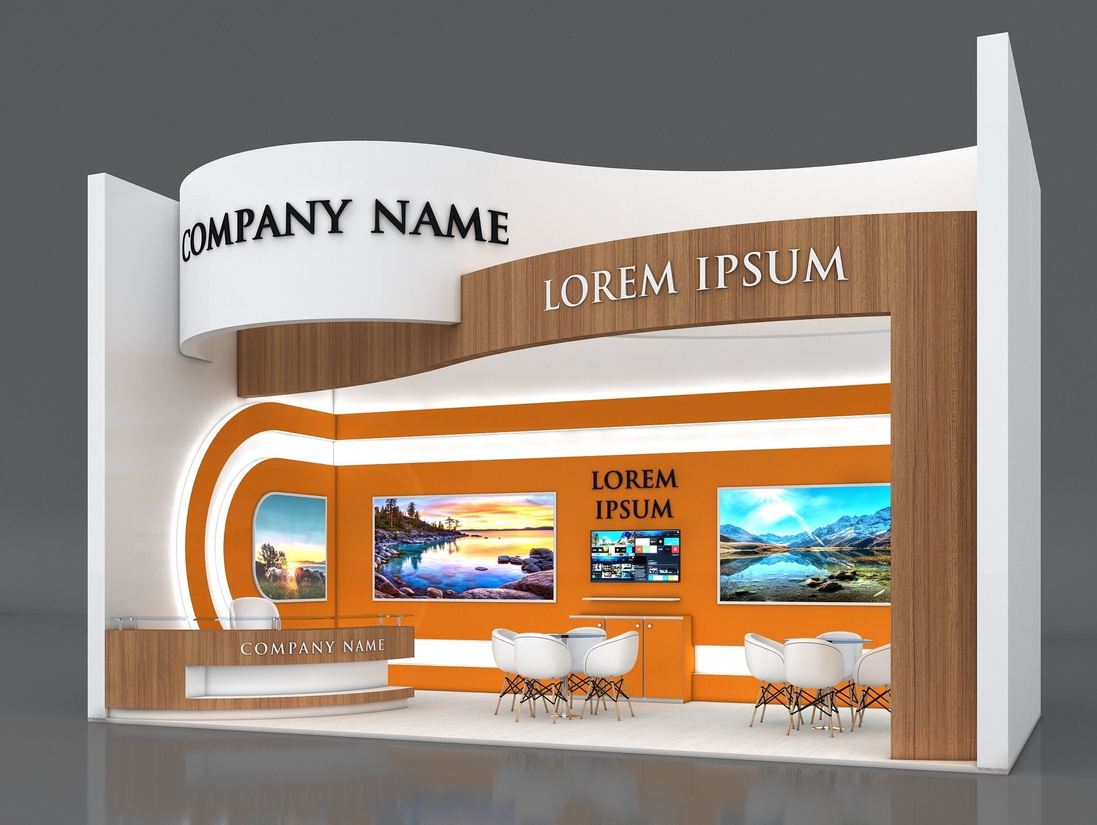 Booth Exhibition Stand Stall 8x4m Height 500 cm 1 Side Open 3D model_1