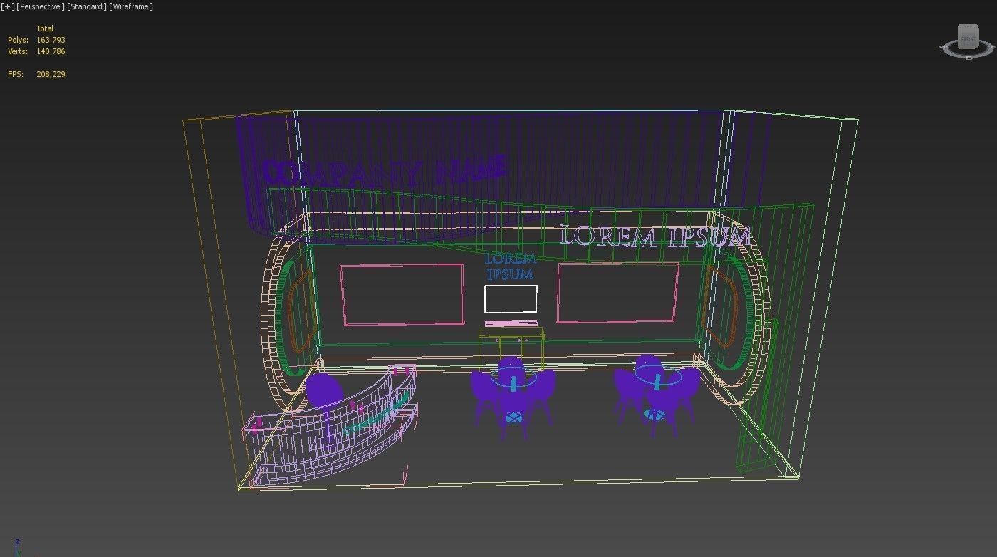 Booth Exhibition Stand Stall 8x4m Height 500 cm 1 Side Open 3D model_6