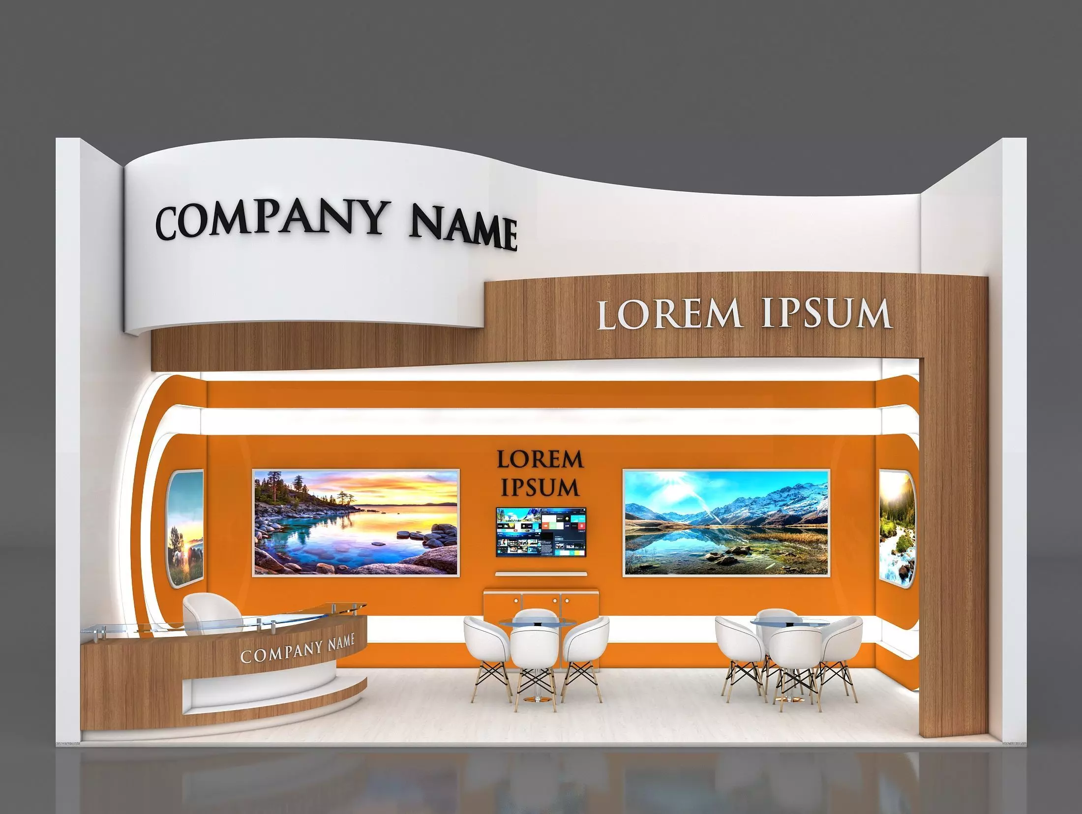 Booth Exhibition Stand Stall 8x4m Height 500 cm 1 Side Open 3D model_0