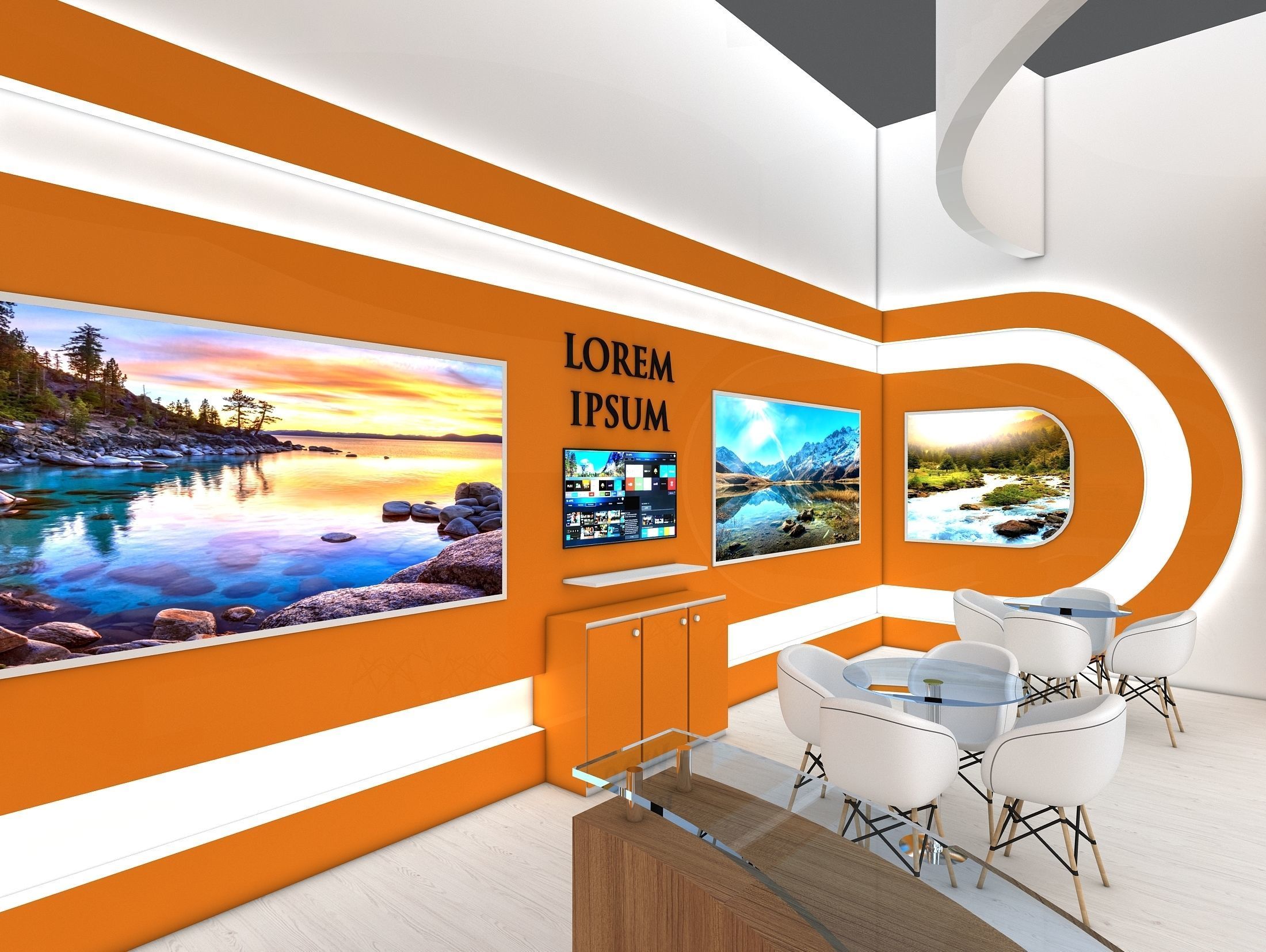 Booth Exhibition Stand Stall 8x4m Height 500 cm 1 Side Open 3D model_3