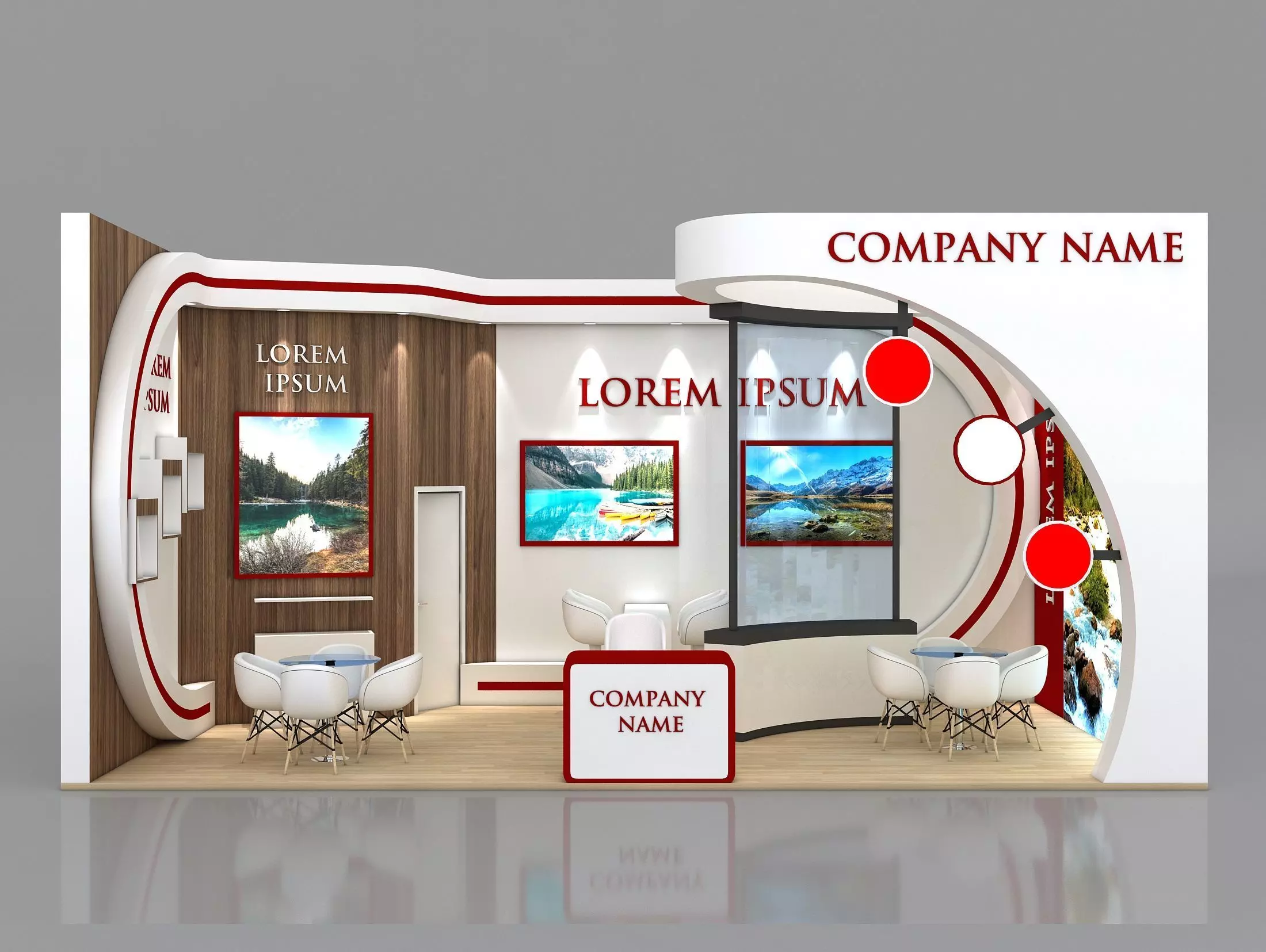 Booth Exhibition Stand Stall 8x4m Height 400 cm 1 Side Open 3D model