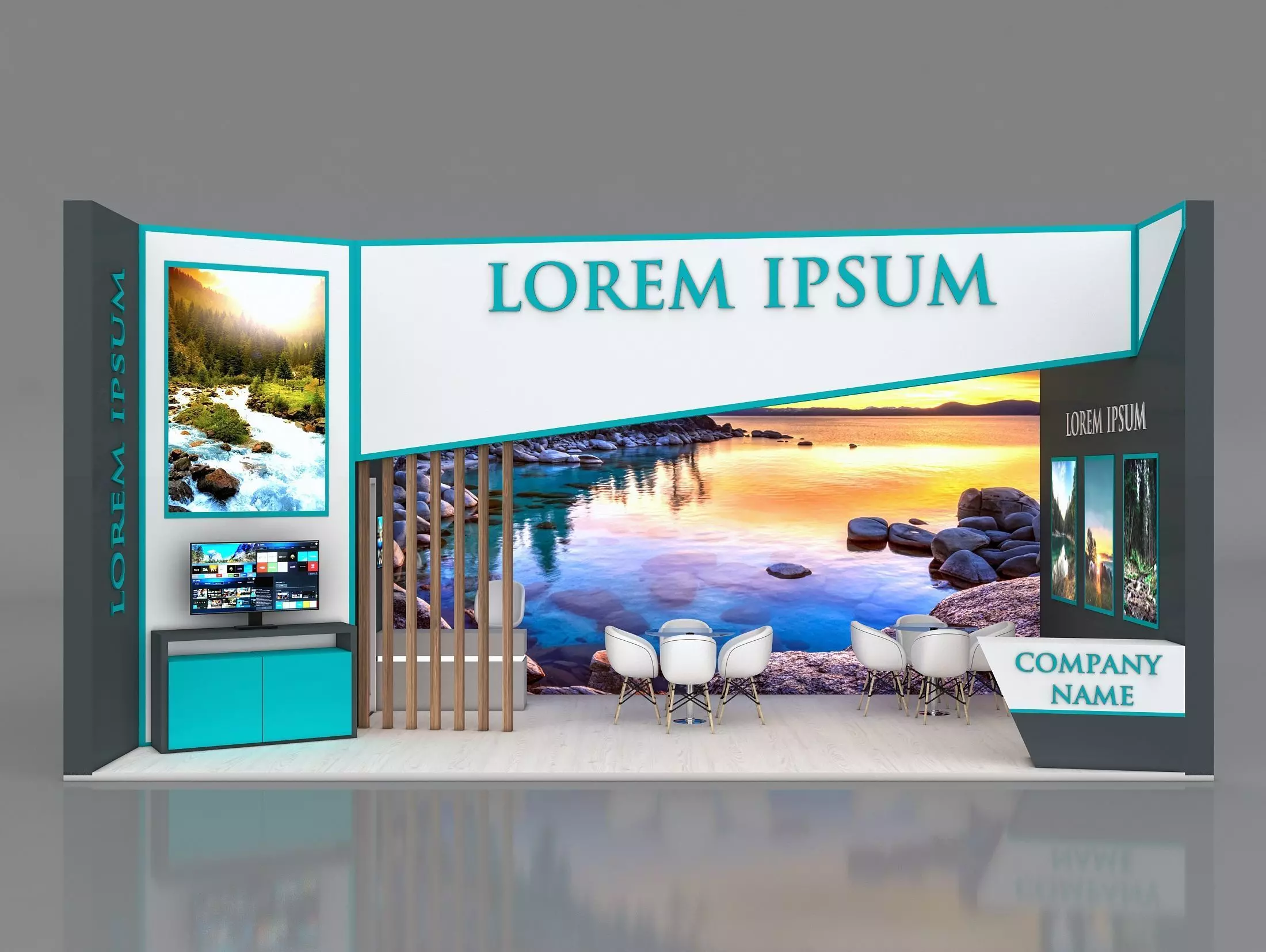 Booth Exhibition Stand Stall 8x4m Height 400 cm 1 Side Open 3D model_0