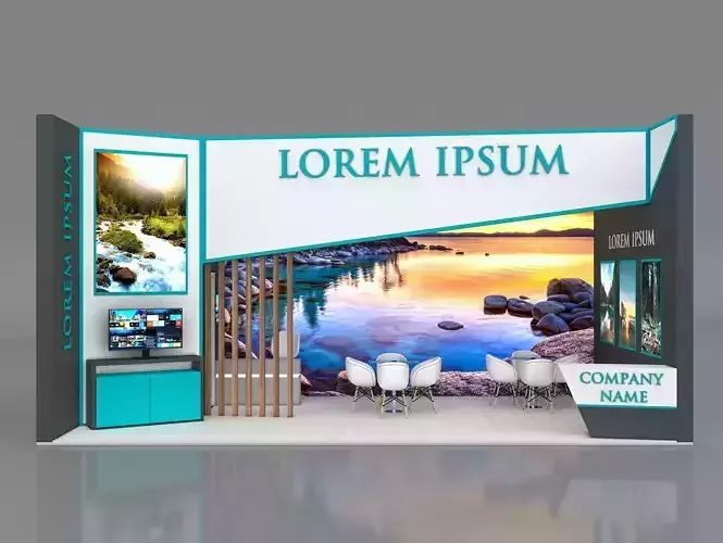 Booth Exhibition Stand Stall 8x4m Height 400 cm 1 Side Open