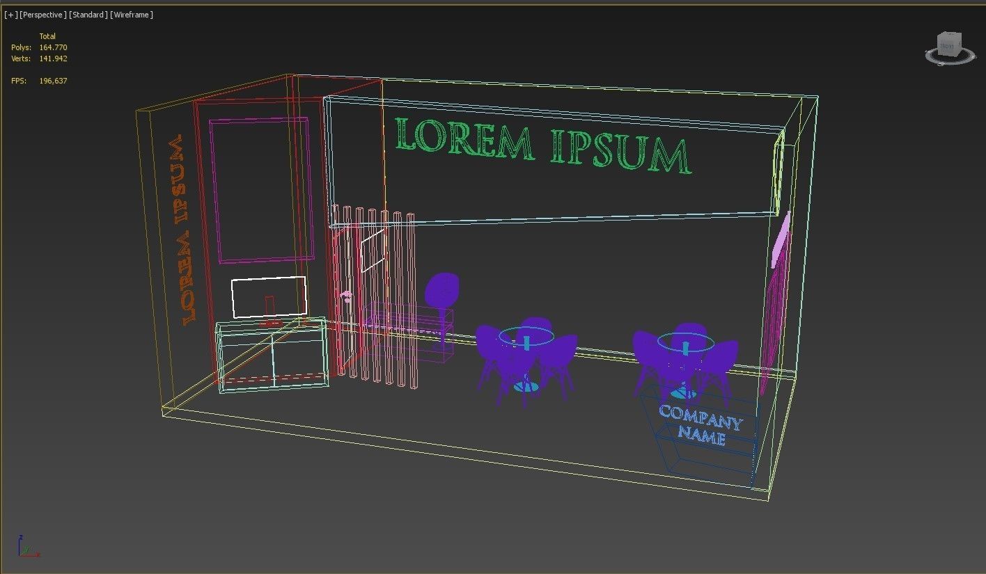Booth Exhibition Stand Stall 8x4m Height 400 cm 1 Side Open 3D model_5