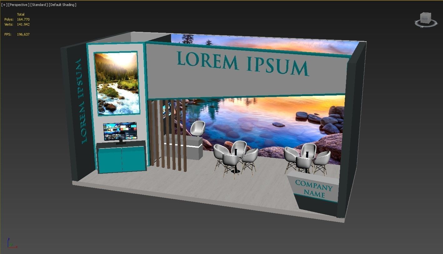 Booth Exhibition Stand Stall 8x4m Height 400 cm 1 Side Open 3D model_4
