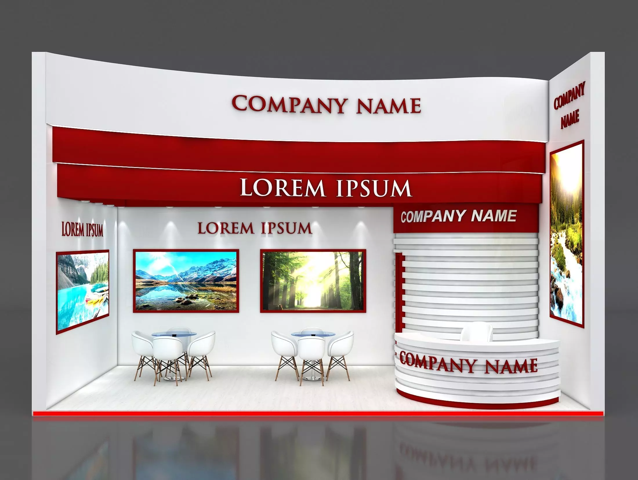 Booth Exhibition Stand Stall 8x4m Height 500 cm 1 Side Open 3D model