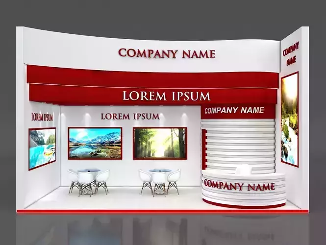 Booth Exhibition Stand Stall 8x4m Height 500 cm 1 Side Open