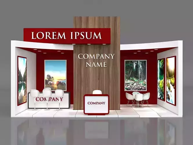 Booth Exhibition Stand Stall 8x4m Height 350 cm 1 Side Open