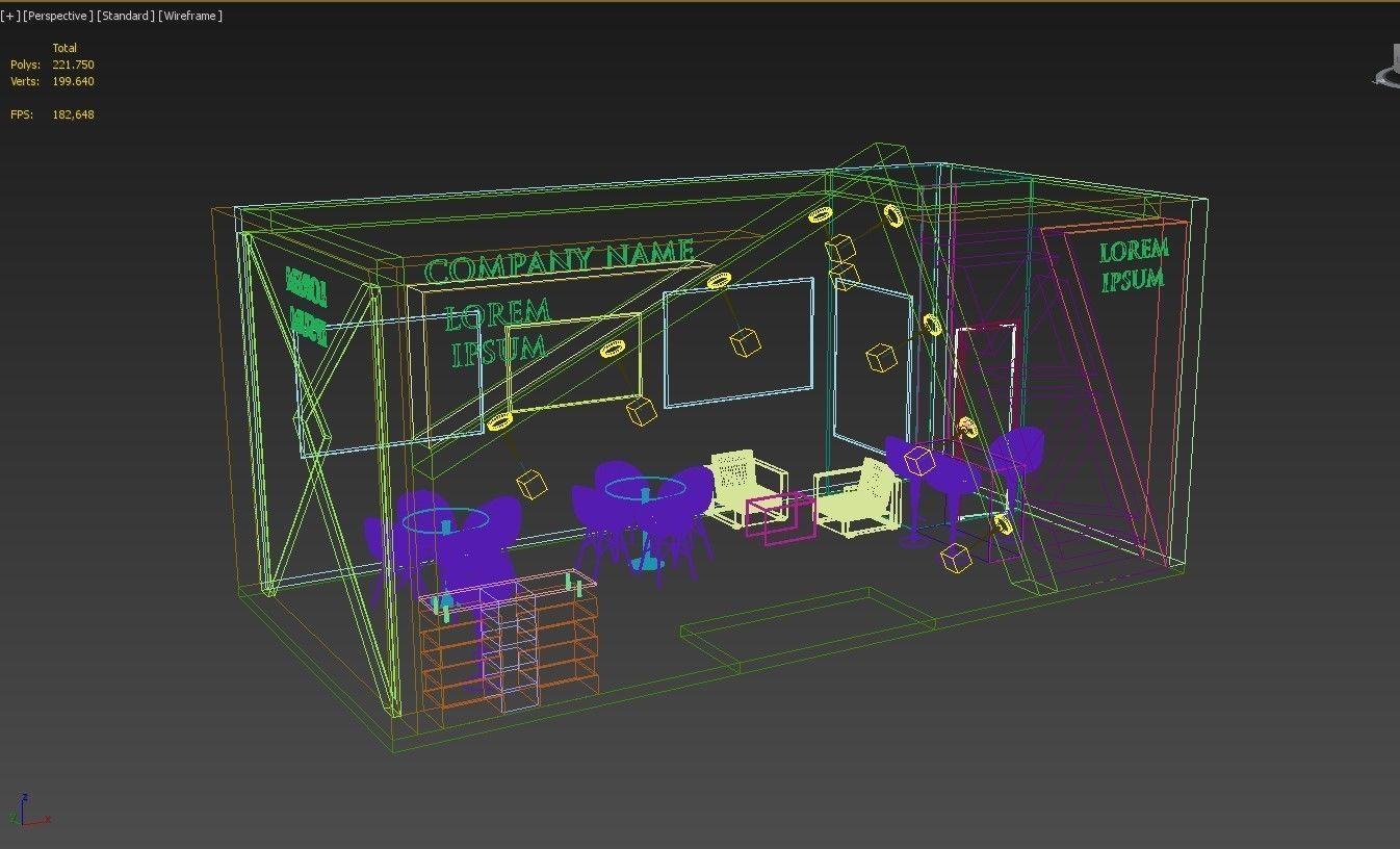 Booth Exhibition Stand Stall 8x4m Height 350 cm 1 Side Open 3D model_5
