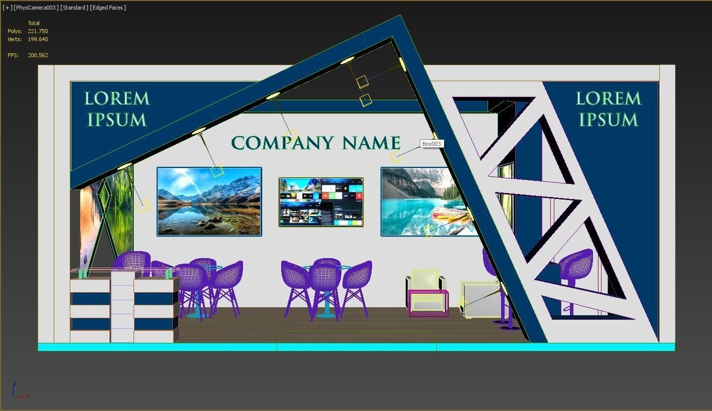 Booth Exhibition Stand Stall 8x4m Height 350 cm 1 Side Open 3D model_7