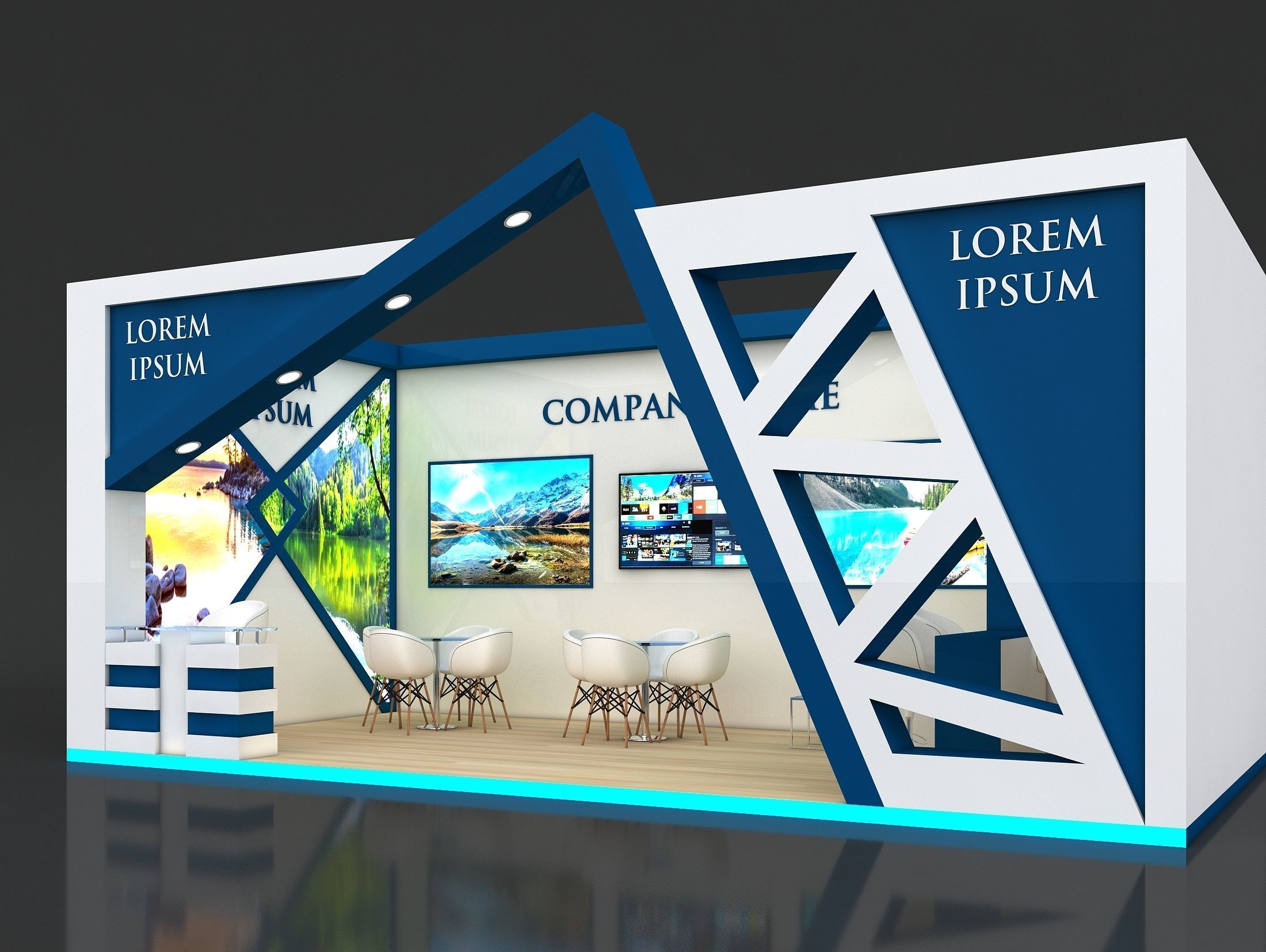 Booth Exhibition Stand Stall 8x4m Height 350 cm 1 Side Open 3D model_2