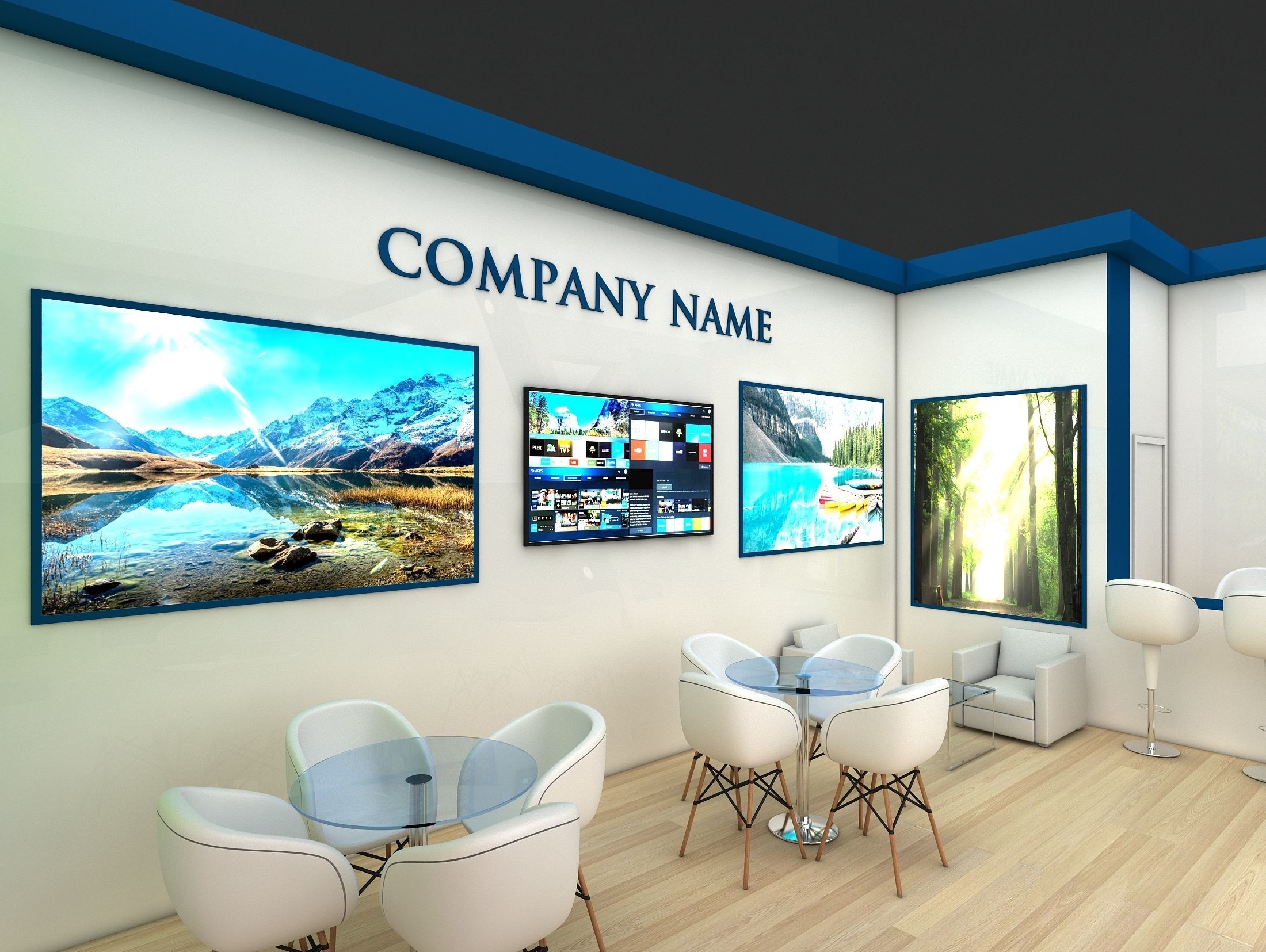 Booth Exhibition Stand Stall 8x4m Height 350 cm 1 Side Open 3D model_4