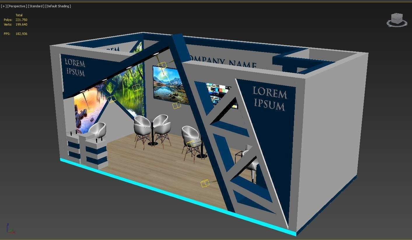 Booth Exhibition Stand Stall 8x4m Height 350 cm 1 Side Open 3D model_6