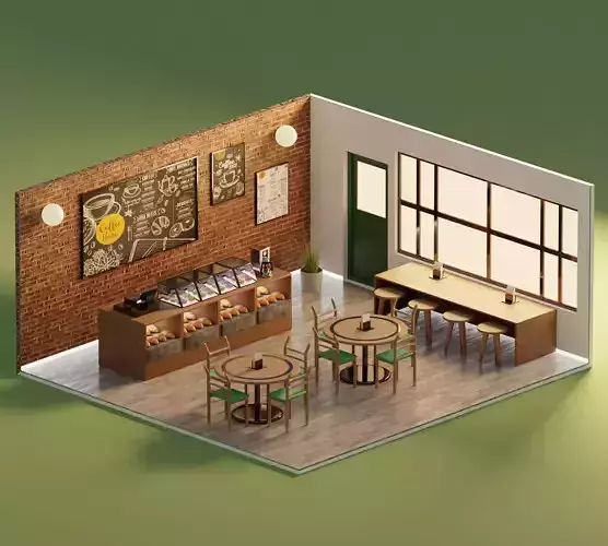 Restaurant coffee shop with tables and chairs