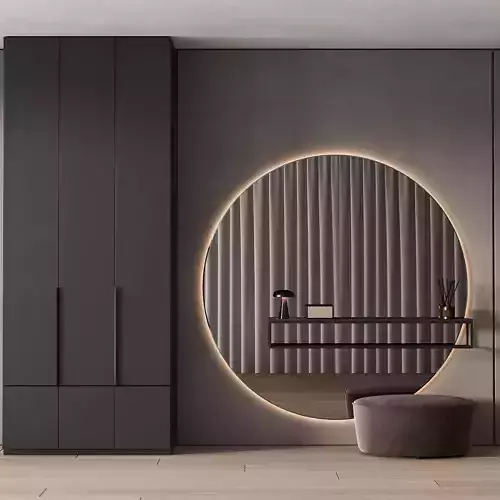 247 hallway zone 09 minimal hall with big round mirror 01