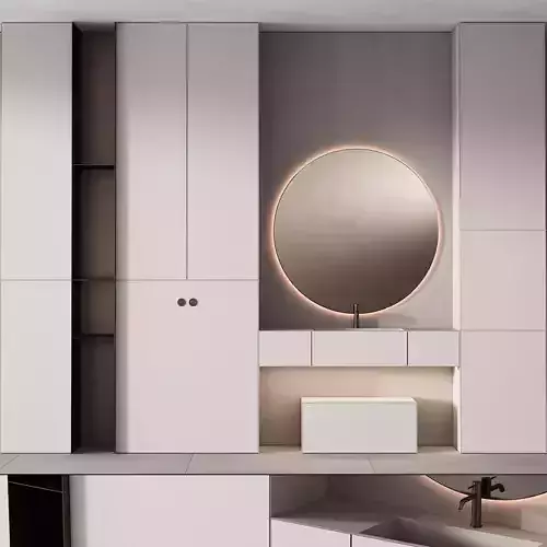 249 bathroom furniture 07 minimal modern round mirror