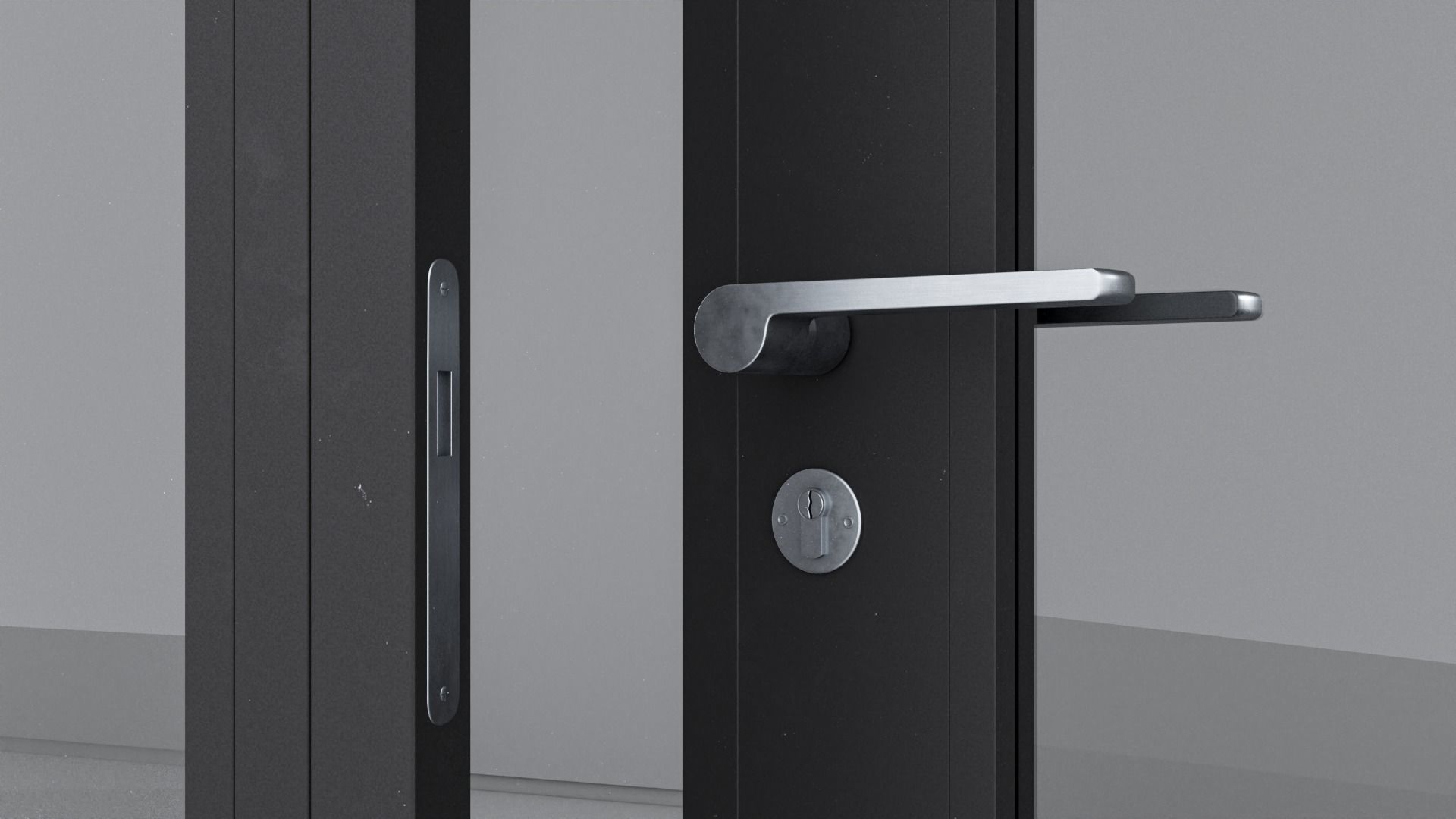 Aluminium door 180 3D model_2