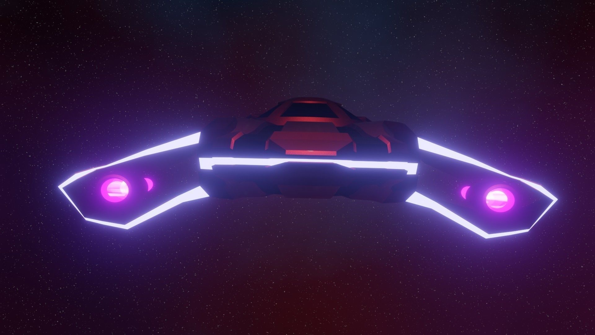 Low Poly Stylized Spaceship and space 3D model_5