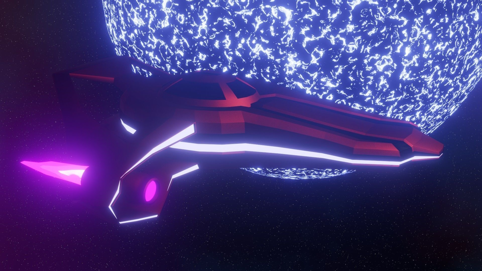 Low Poly Stylized Spaceship and space 3D model_8