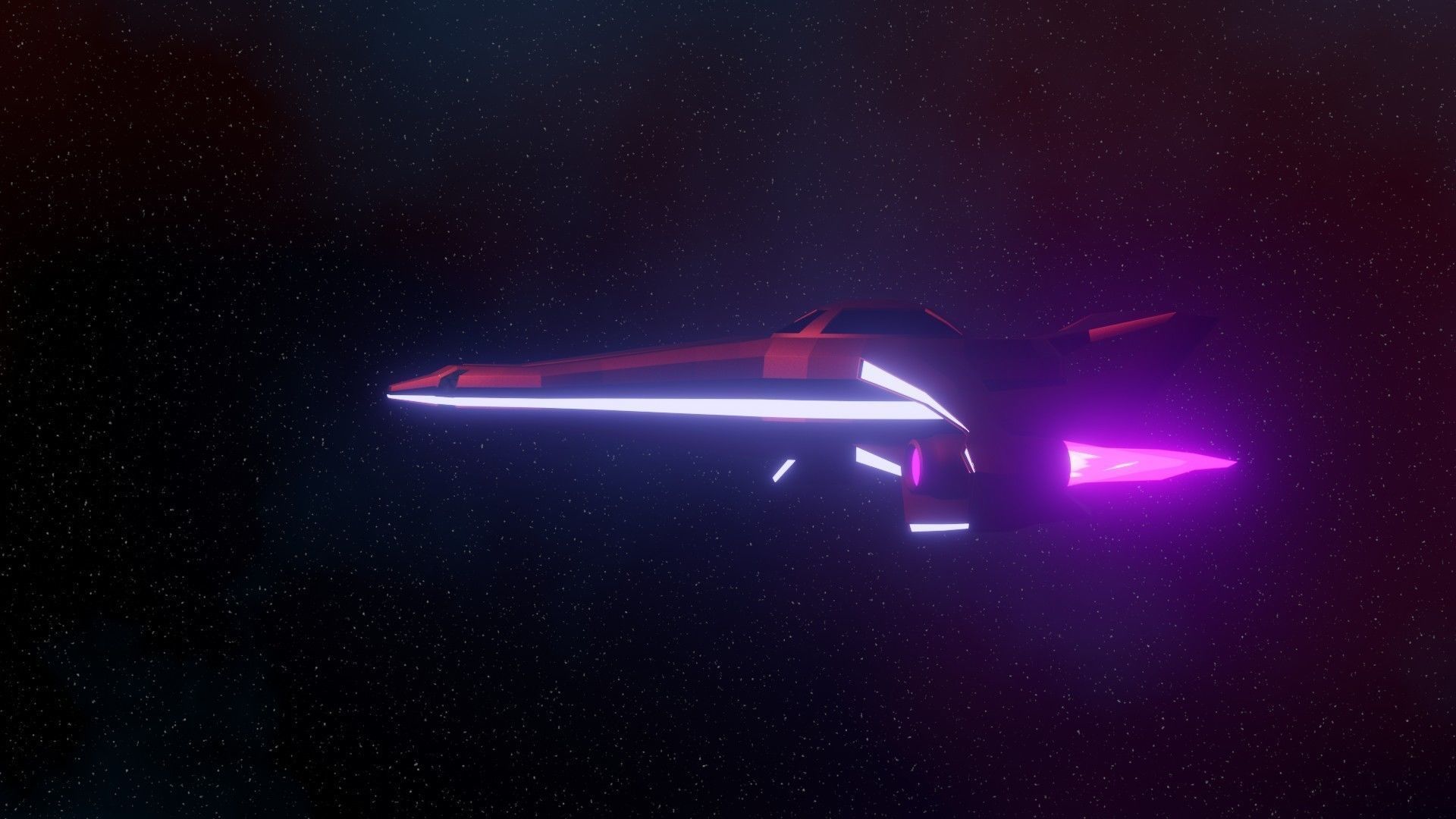 Low Poly Stylized Spaceship and space 3D model_4