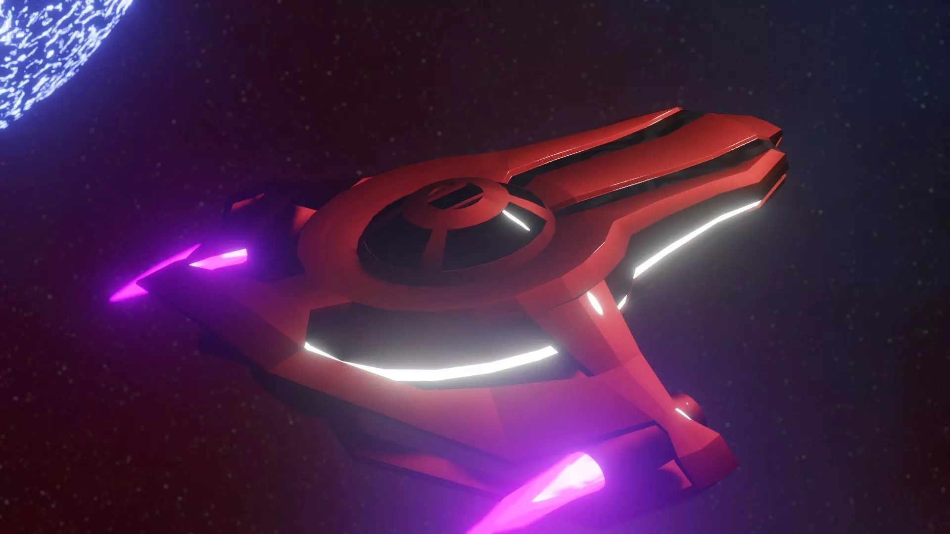 Low Poly Stylized Spaceship and space 3D model_0