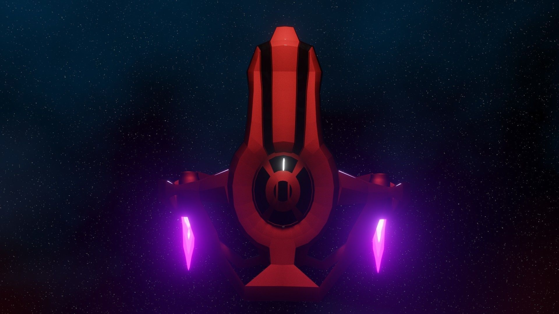 Low Poly Stylized Spaceship and space 3D model_6