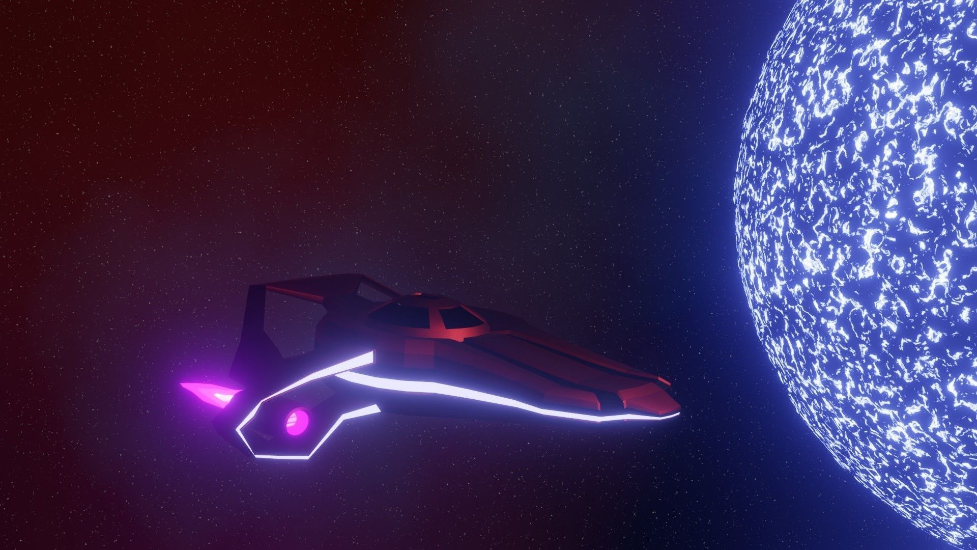 Low Poly Stylized Spaceship and space 3D model_3