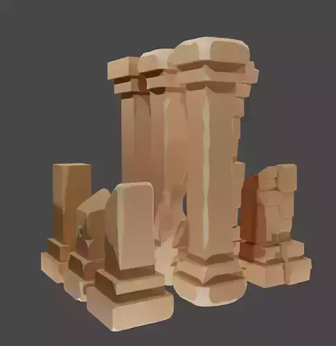 8 Stylized Low Poly Columns Low-poly 3D model