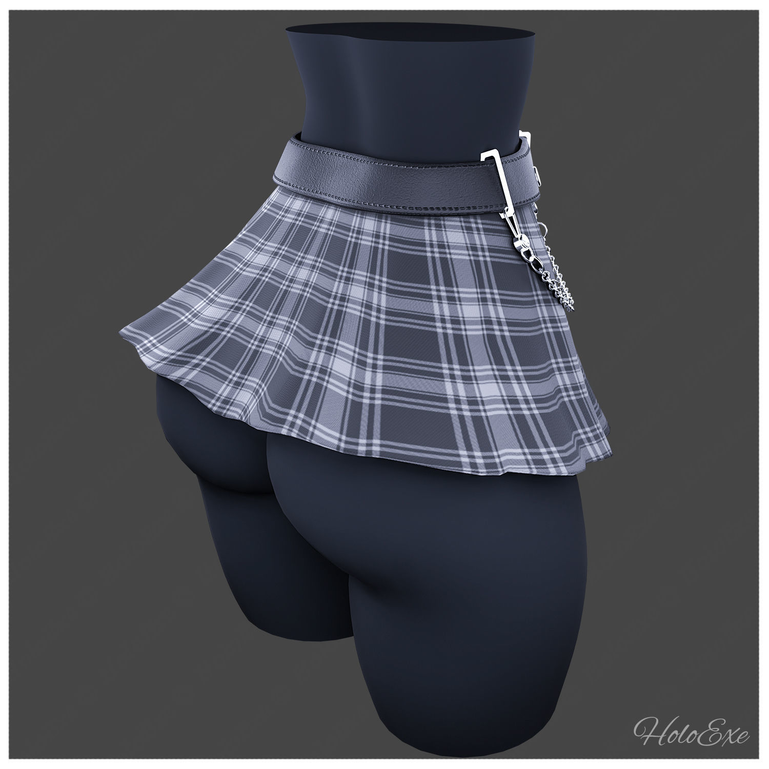 Plaid Mini Skirt Low-poly 3D model_2