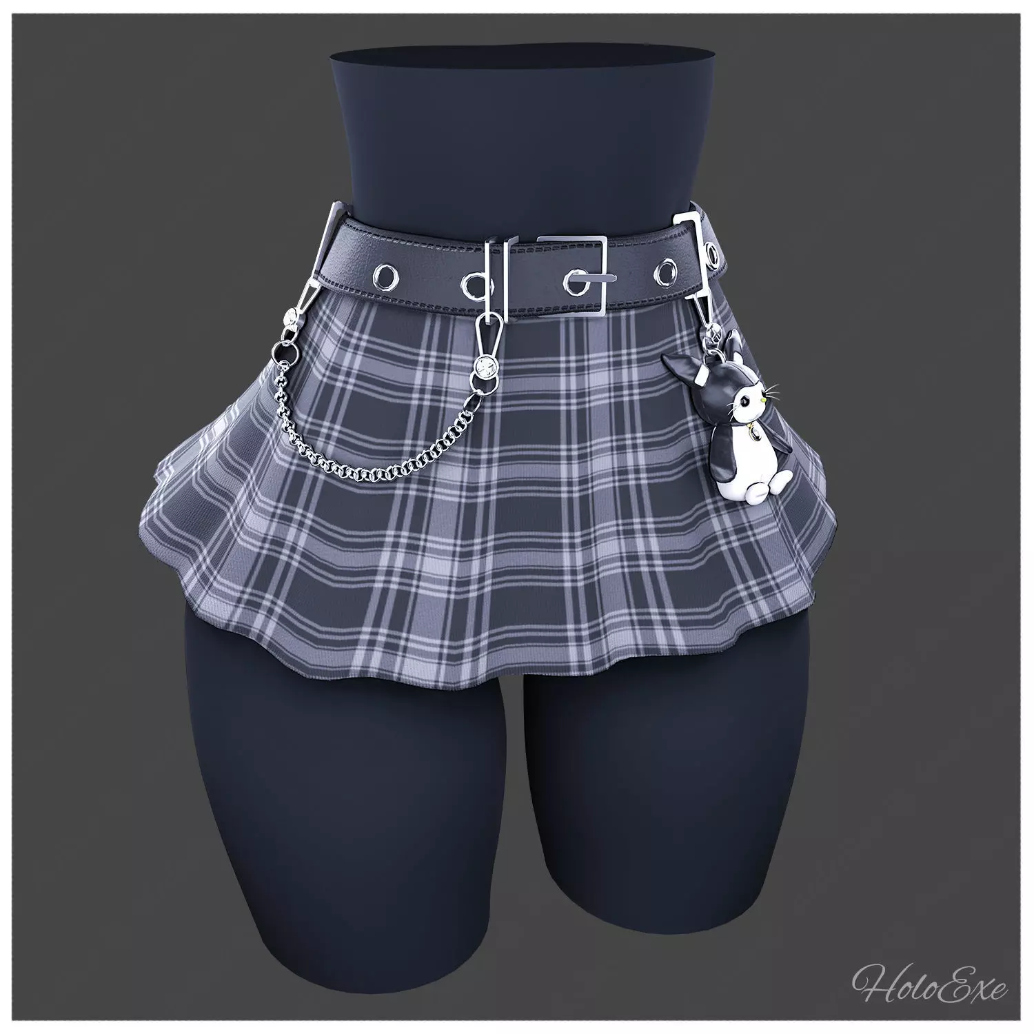 Plaid Mini Skirt Low-poly 3D model_0
