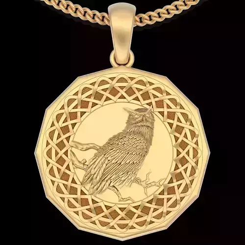 Owl pendant  gold printable jewelry 3D model