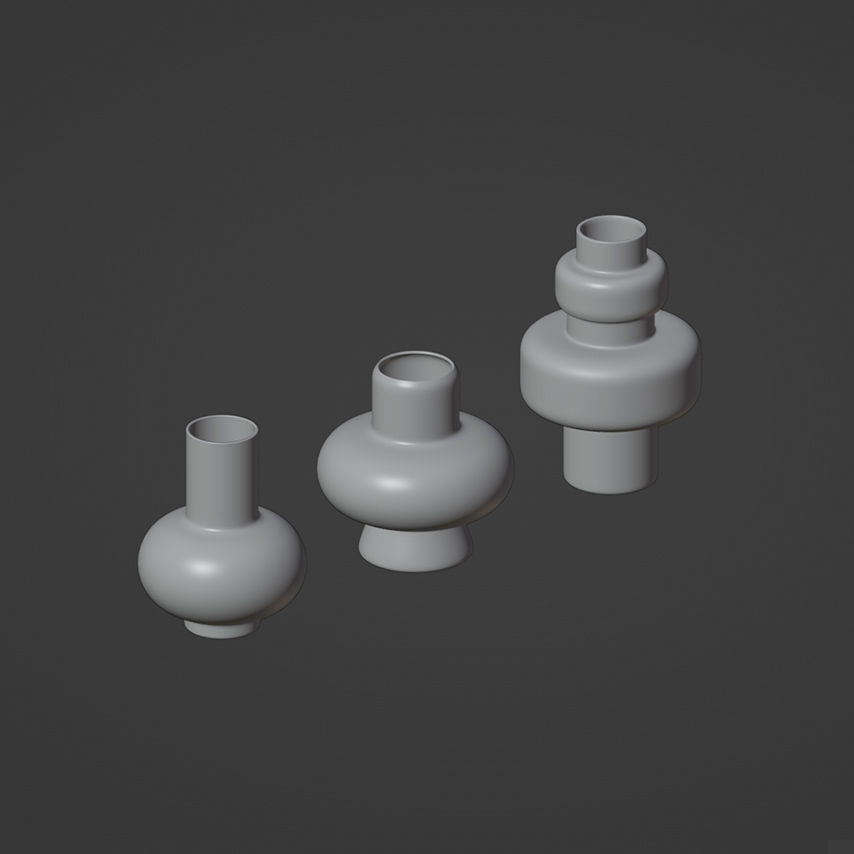 Color Vases set 3D model_3