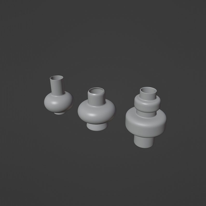 Color Vases set 3D model_4