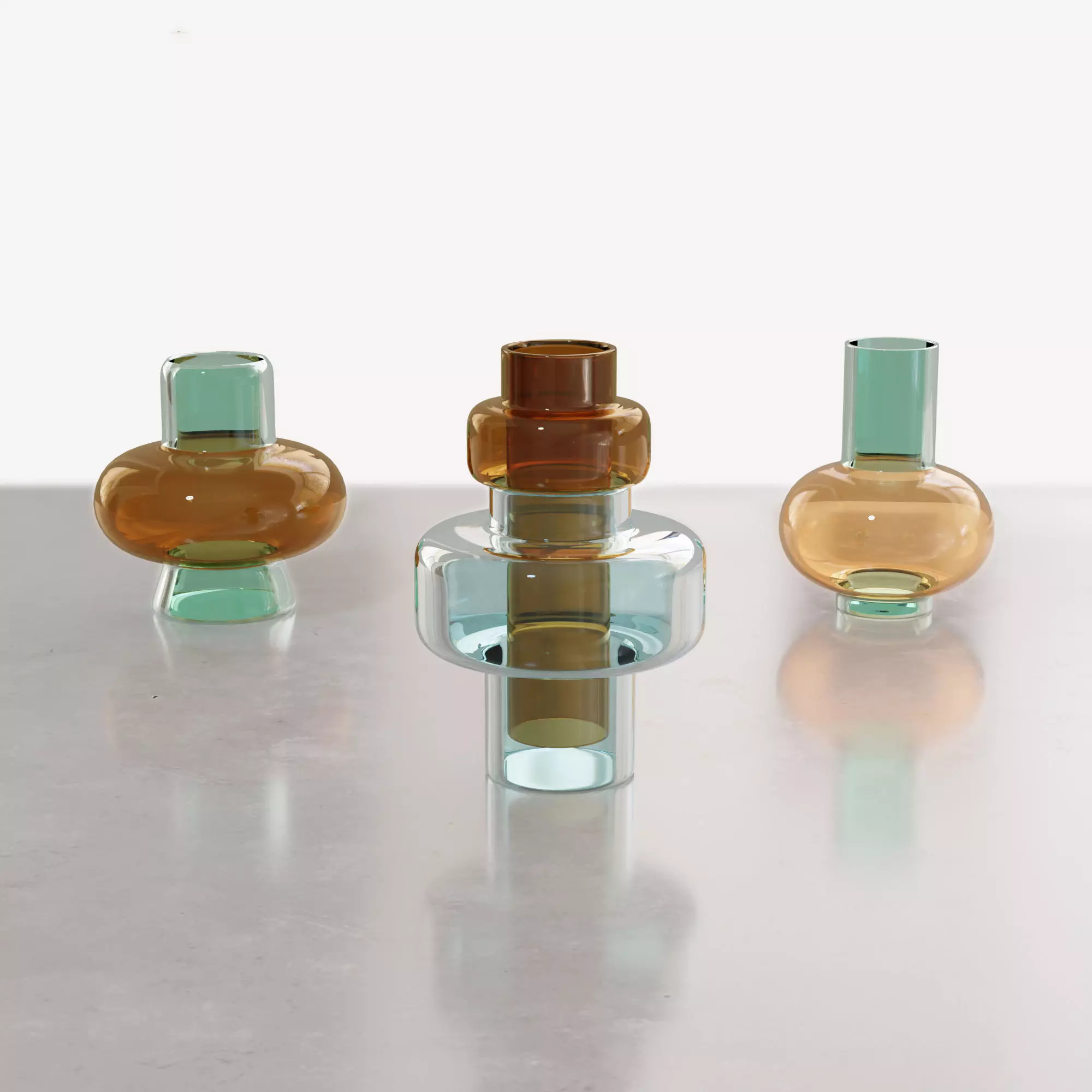 Color Vases set 3D model_0