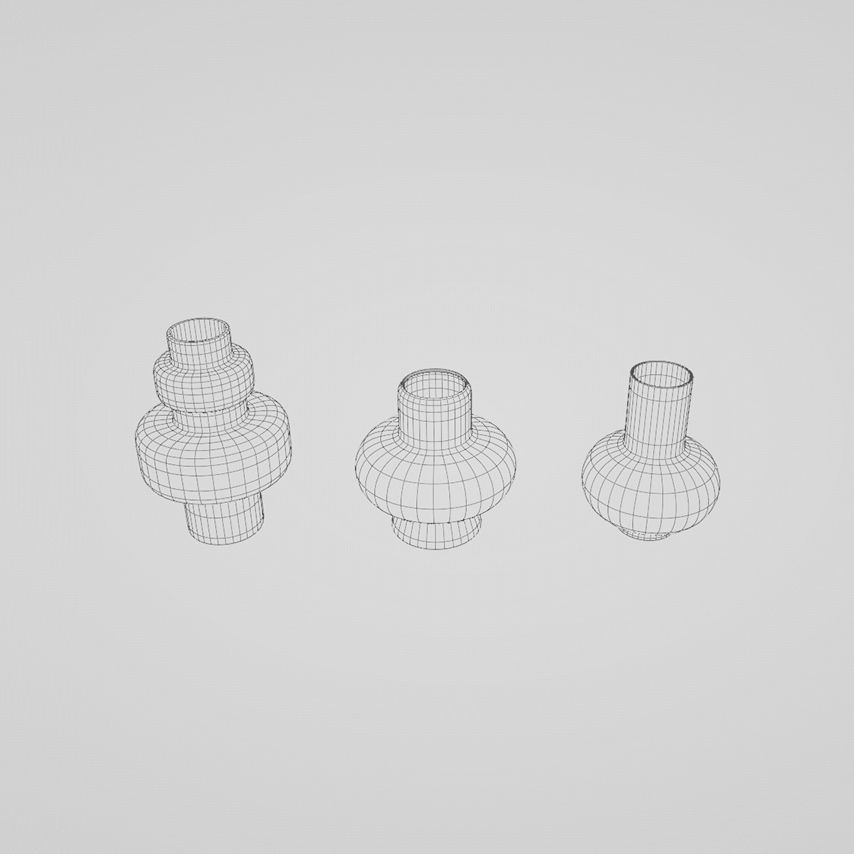 Color Vases set 3D model_5